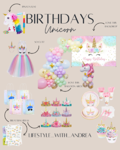 Unicorn Birthday Party supplies