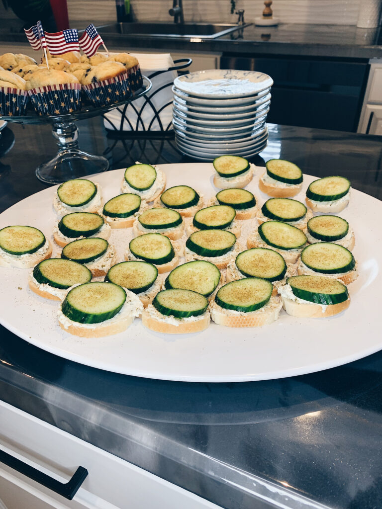 Cucumber Sandwiches for 4th of July Appetizer
