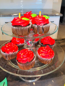 Back-to-school celebration apple cupcakes